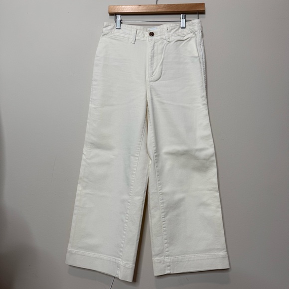 GAP Cream High Rise Wide Leg Cropped Pants - Picture 1 of 5